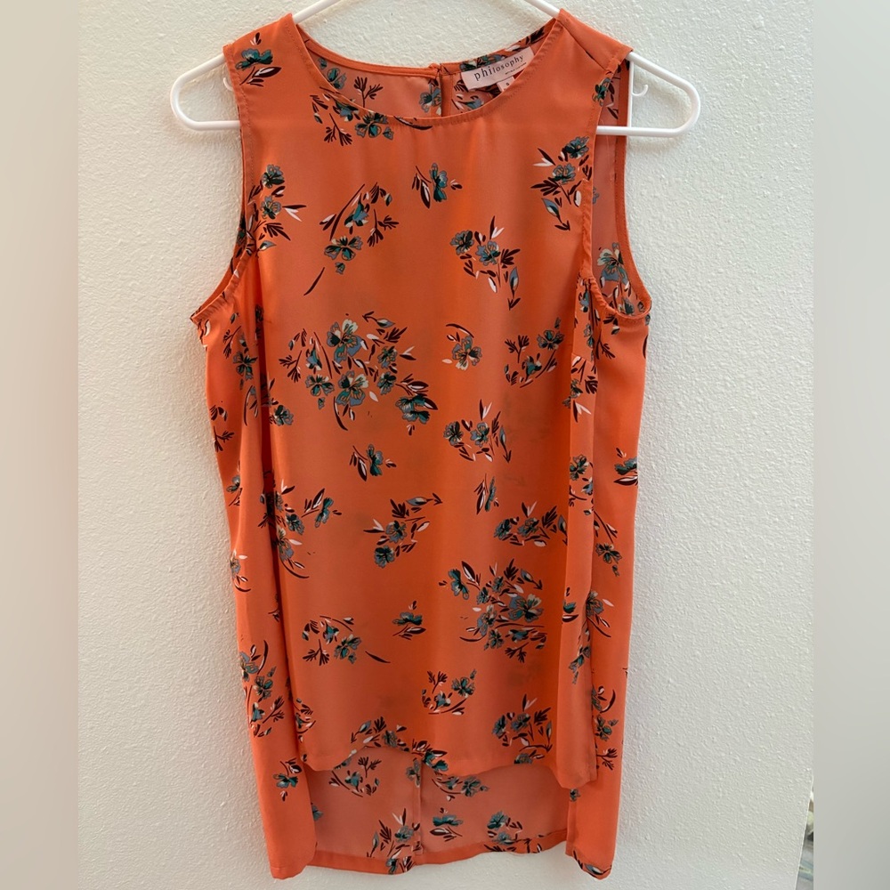 Philosophy Women's Orange Floral Blouse